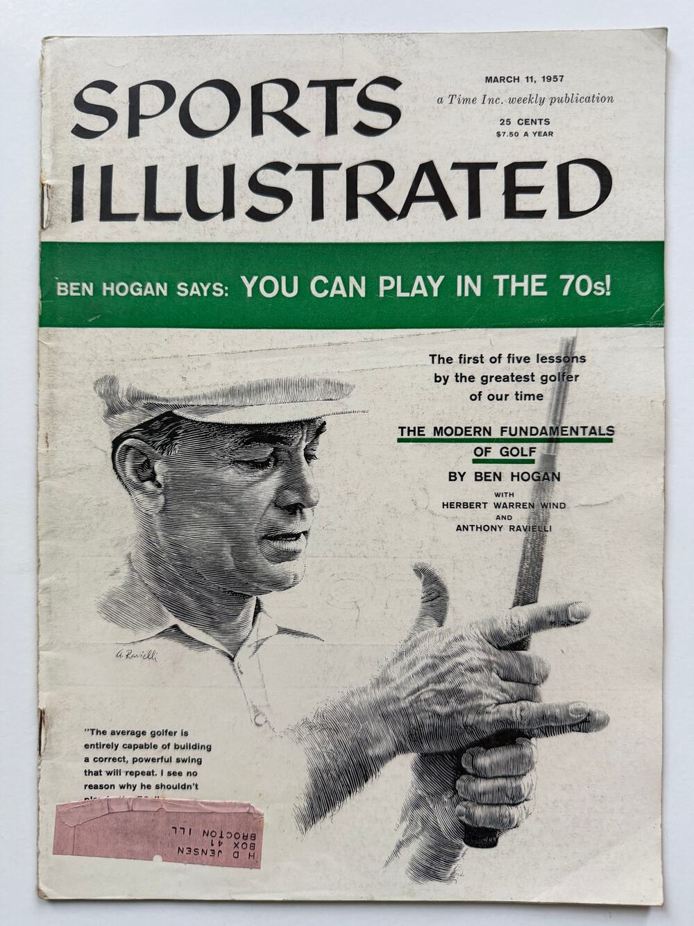1957 Golf Sports Illustrated Ben Hogan Magazine, PGA, Baseball, MLB, Yankees
